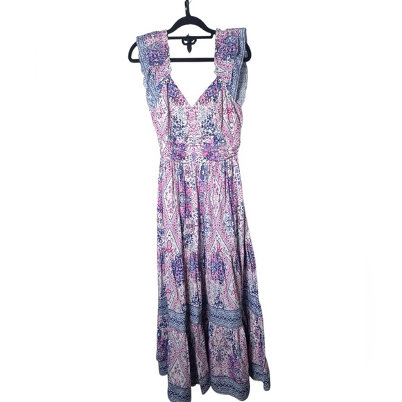Caroline Constas Pink and Blue Midi Dress NWT - Picture 3 of 6